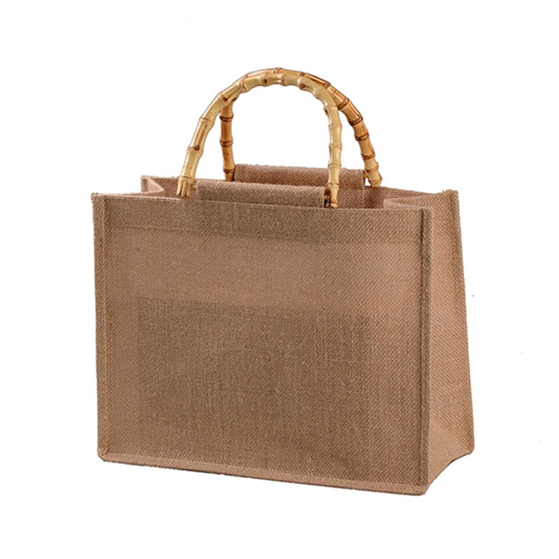 Borsa per la spesa portatile in juta borsa per la spesa borsa in bambù maniglie riutilizzabili Tote borse per la spesa per donne ragazze X7XC: 28x15x36cm