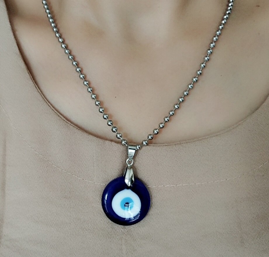 Antike 25MM 30MM 35MM Tiefe Meer Blau Evil Eye Anhänger Halskette Türkischen Blue Eye Choker Glas Auge leder Seil Kette Schmuck