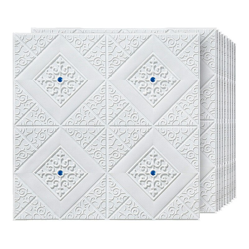 Muurstickers Behang 3D Zelfklevende Plafond Decoratieve Panelen Dak Behang Woonkamer Kinderkamer Home Decor Sticker: Blue-white