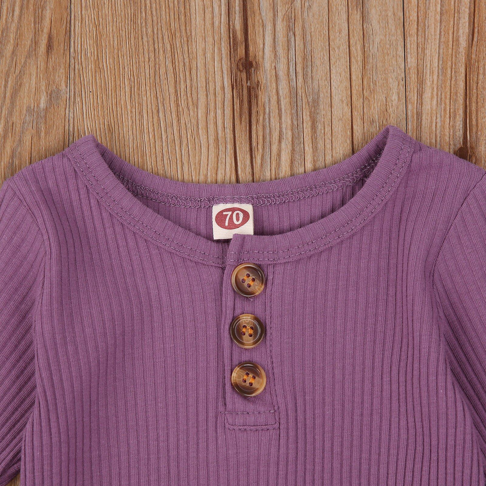 Baby jongens meisjes kleding slaapkleding herfst 2 stuks outfit 0-24m ronde hals knoop lange mouwen romper jumpsuit broek effen set