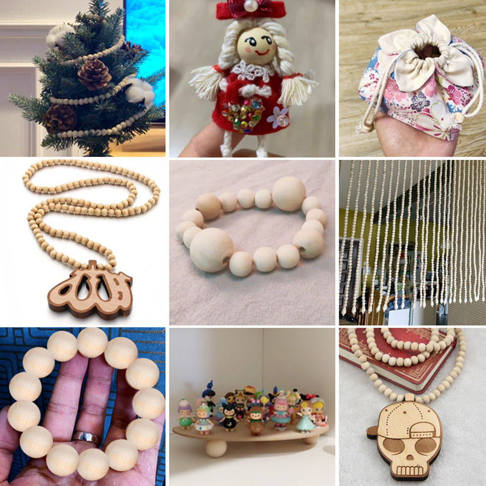 Cuentas de madera redondas, bolas de madera de 6/8/10/12/14/16/18/20/25/30/35 ~ 50mm para joyería DIY, pulsera colgante, decoración hecha a mano