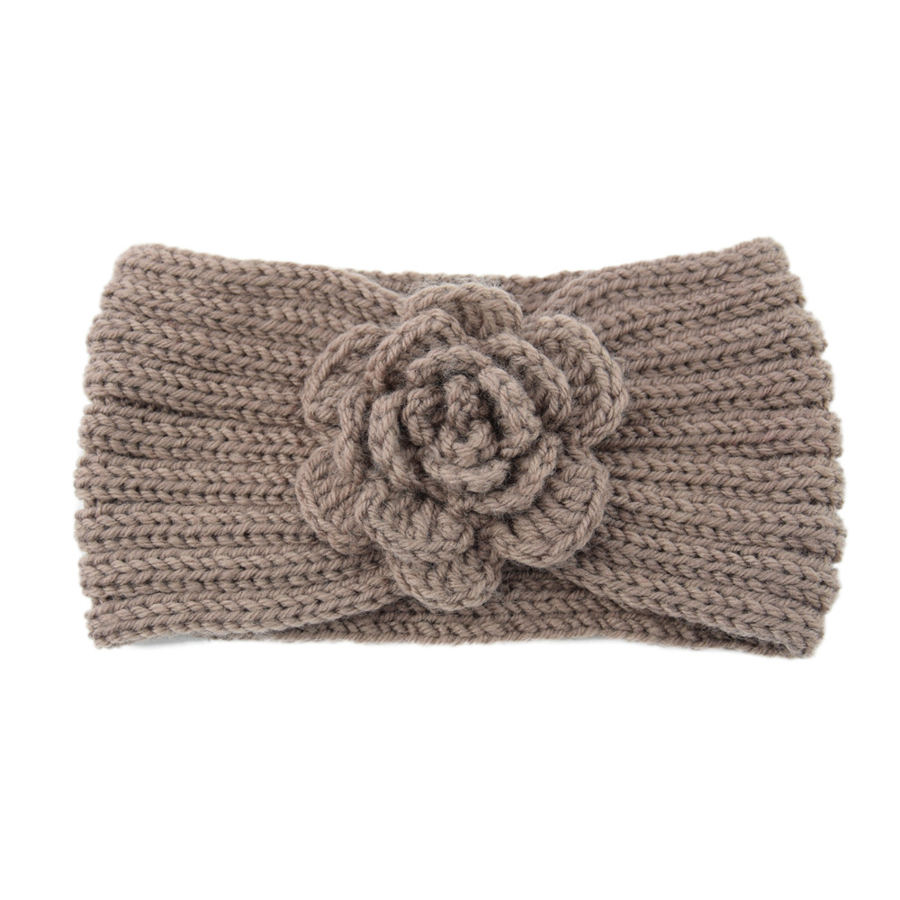 Vrouwen Rose Bloem Gebreide Hoofdbanden Vrouwen Herfst Winter Gehaakte Hoofd Wrap brede Wollen Haarband Tulband Bandana Haaraccessoires: Paars