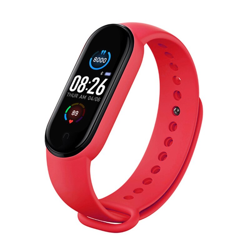 M5 Smart Bracelet Men Fitness Smart Wristband Women Sports Tracker Smartwatch Play Music Bracelet M5 Band For Android IOS: Red