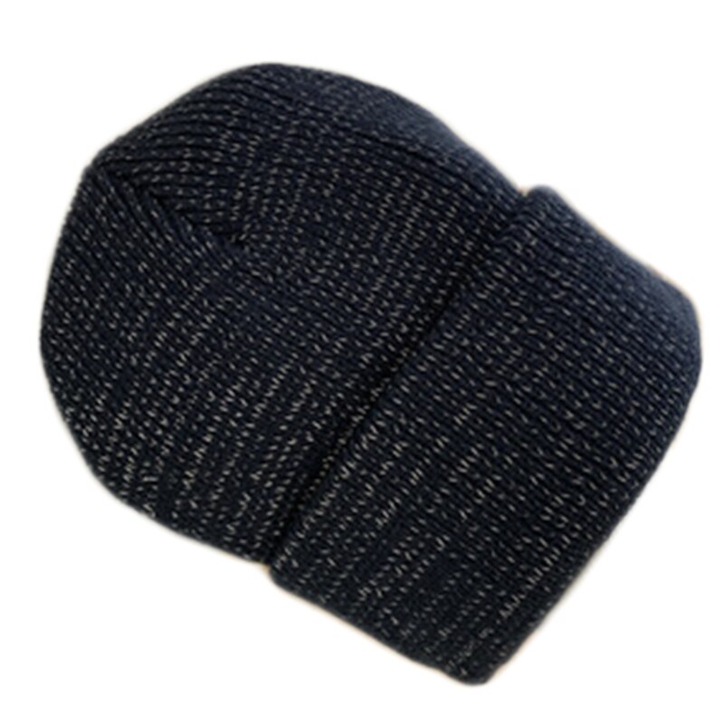 Reflective Knitted Beanie Hat Winter Warm Night High Visibility Safety Skull Cap Y1QD