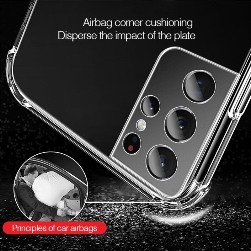 3in1 Doux Hydrogel Film Avant et Caméra Lentille En Verre et Silicone Transparent Antichoc Coque Pour Samsung S 22 S22 Ultra S22Ultra S22 + Étui