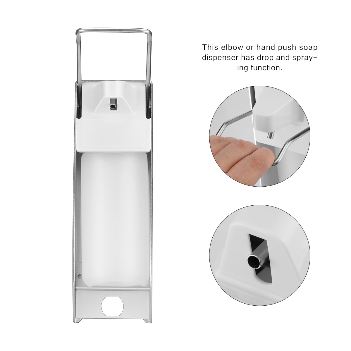 500ML / 17OZ Aluminium Alloy Elbow Sope Dispenser Wall-Mount Soap Lotion Pump Manual Type Elbow Sanitizer Dispenser