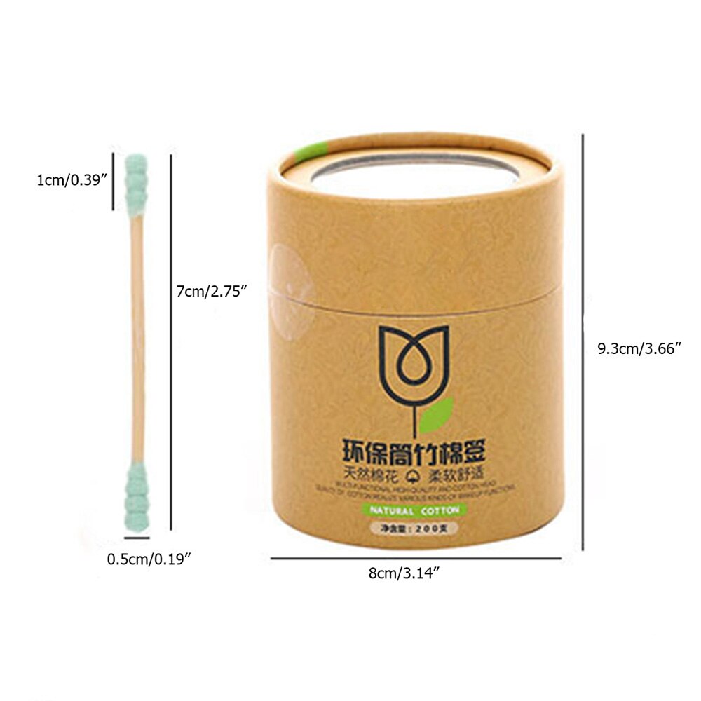 200 stk / kasse bambus baby vatpind træpinde bløde bomuldsknopper rengøring af ører tamponer cotonete pampons sundhed skønhed