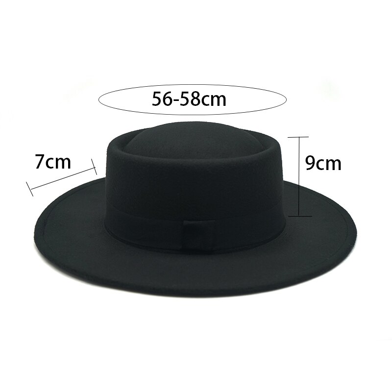 Vinter efterår sejler flad top hat til kvinder & #39 ;s mand bred skygge damer fedoras hat jazz cap klassisk bowler feminino gorra