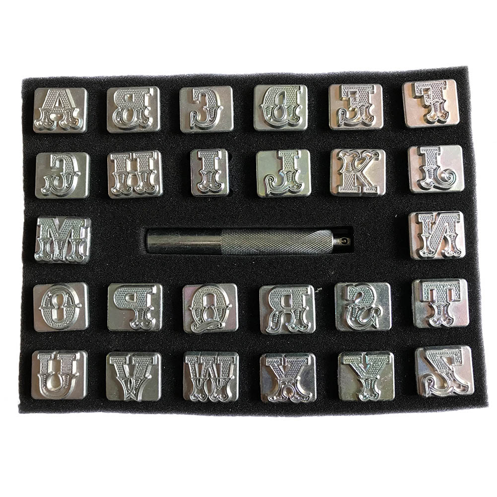 Alfabet Lederen Stempelen Afdrukken Punch Tool Engels Letters Metalen Stempel Set Lederen Gereedschap Lederen Craft Alfabet Postzegels H99F