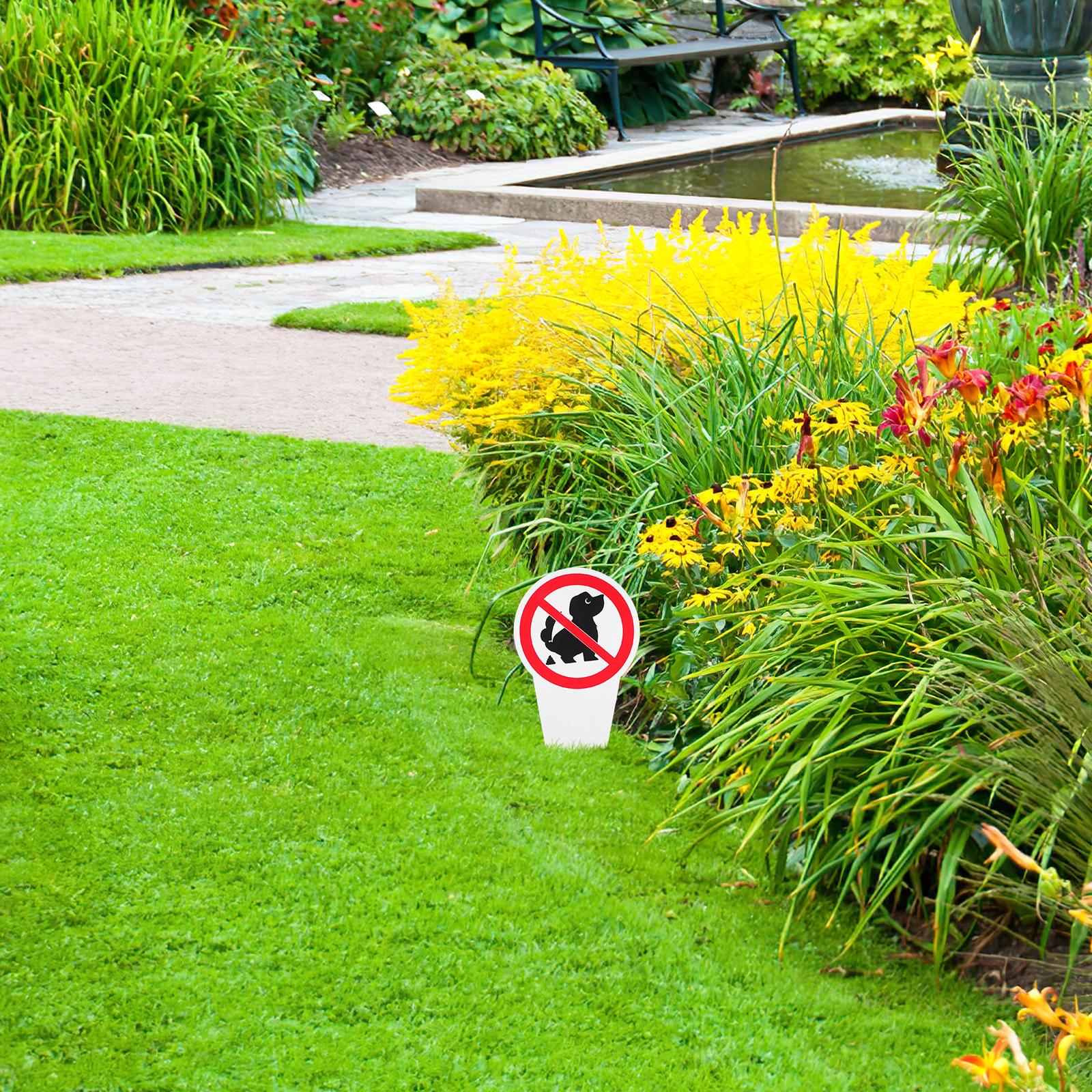 Dog Poop Sign Garden Lawn Yard Decoration No Pooping Prevention Stake Awareness Signs Double Sided