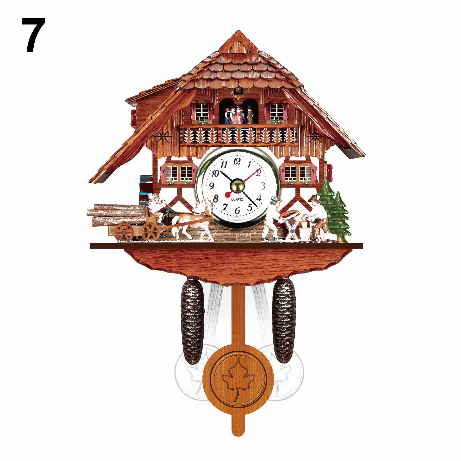 Wooden Cuckoo Wall Clock Bird Time Bell Swing Alarm Watch Home Art Decor Germany Black Forest Autoswinging Cuckoo Wall Clock: 7