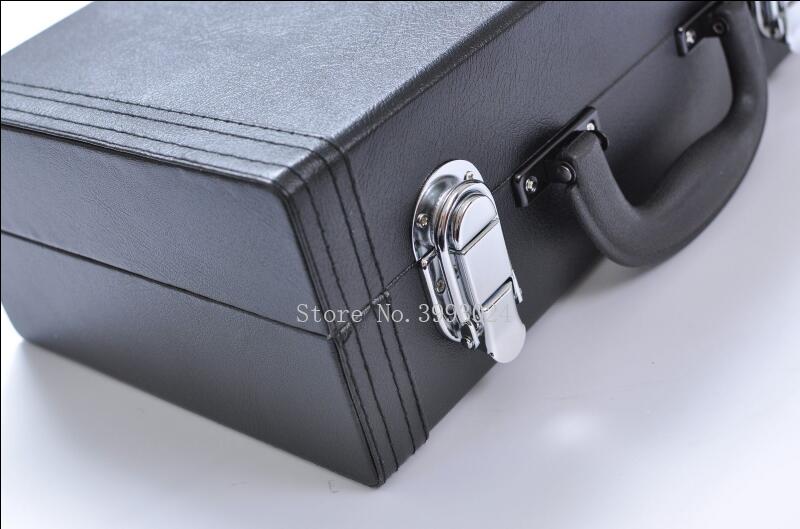 Black leather hard clarinet case for clarinet