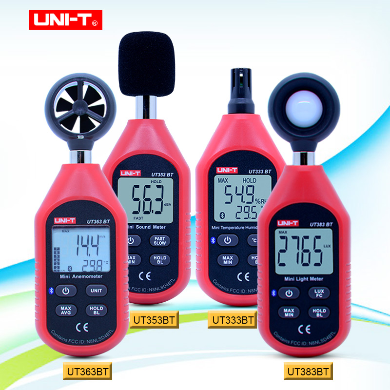 UNI-T UT333BT UT353BT UT363BT UT383BT Digitale vochtigheidsmeter Mini Anemometer light meter LUX Digital sound meter