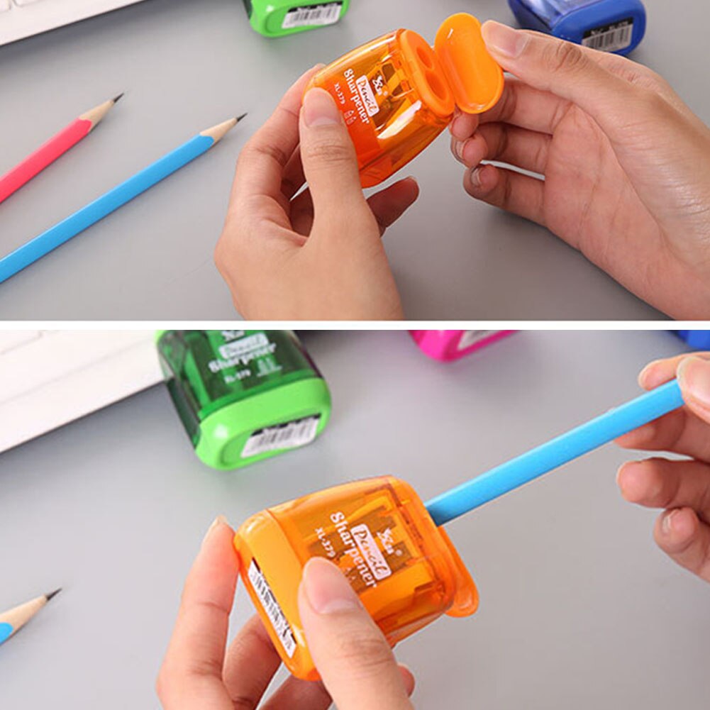 Plastic Double Hole Pencil Sharpener Durable Multi-Function Mechanical Pencil Sharpener Office School Supplies Plug And Play