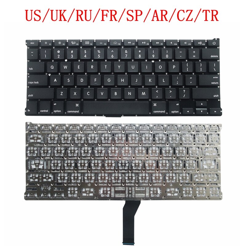Teclado de repuesto para Macbook Air de 13 pulgadas, accesorio para Macbook Air de 13 &quot;, A1369, A1466, años a , US/UK/RU/FR/SP/AR/CZ/TR,