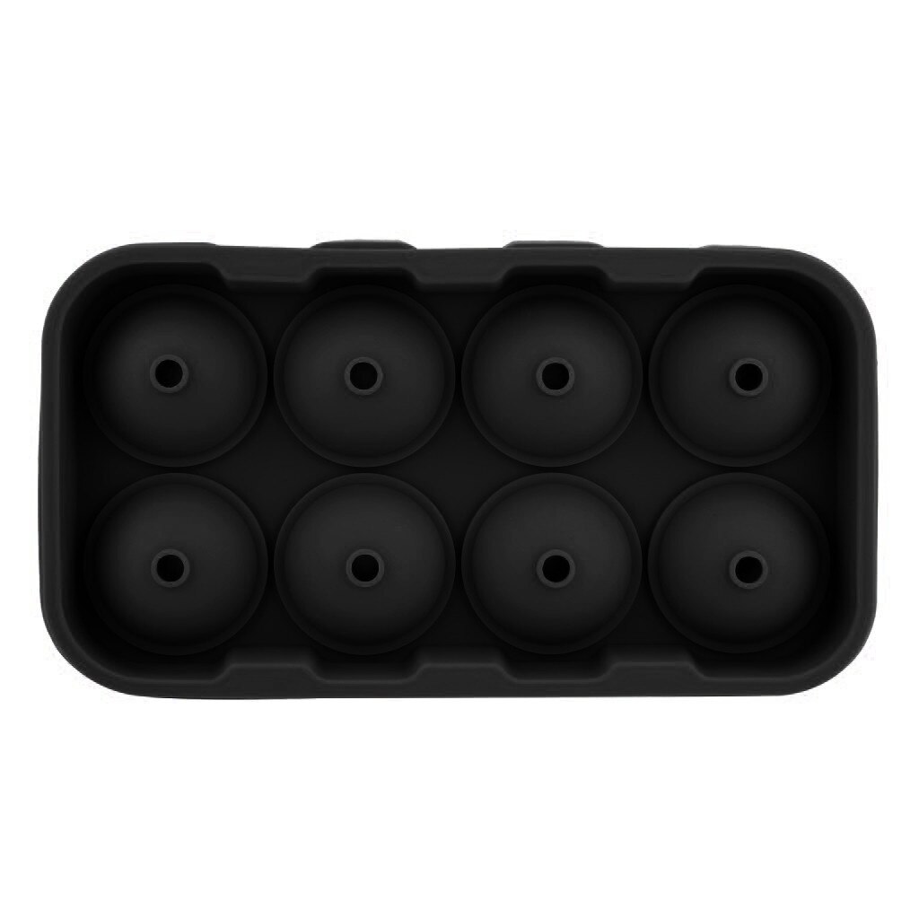 Tiny Grids Compact Spherical Shape Ice Cube Maker 8-Spherical Ice Tray Mold Storage Container: Black 