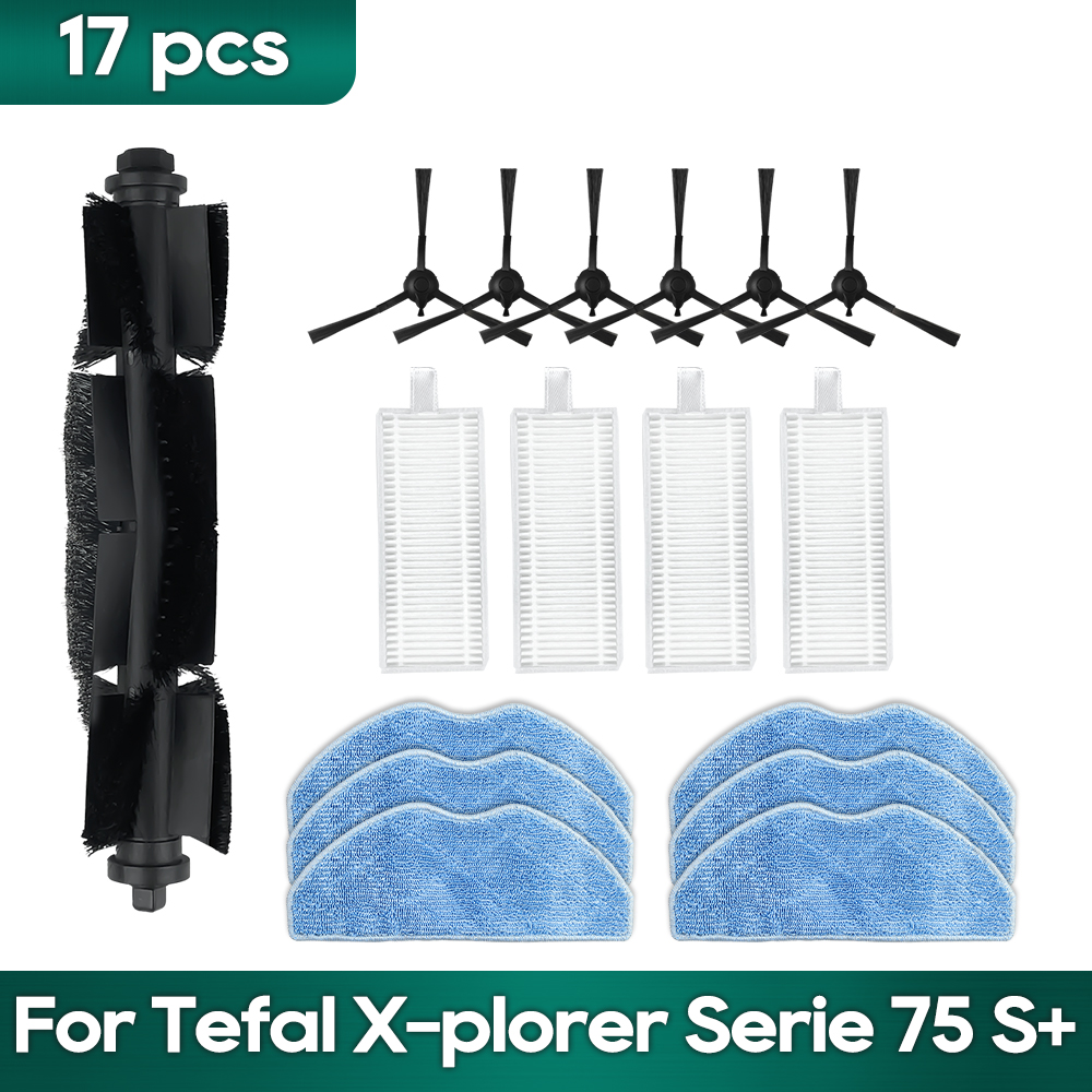 Fit For Tefal Rowenta X-plorer Serie 75S RR8577WH, 75S+ RG8597W / RR8587WH Accessories Brush Hepa Filter Mop Wipe Dust Bag: Dark Khaki