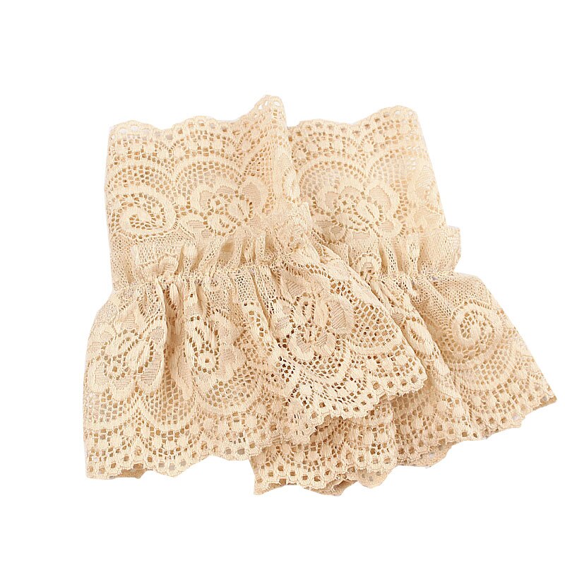2 unidades/par de manguitos acampanados falsos de encaje floral, puños falsos fruncidos, suéter, blusa, ropa, mangas hasta la muñeca: light nude