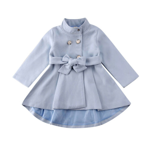 Gabardina para niña, abrigo de abrigo para niña, chaqueta cortavientos de vestido largo para otoño e invierno, tamaño 1-5Y