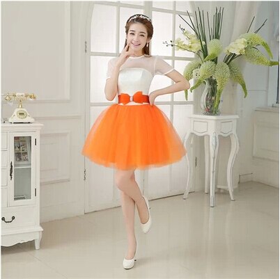 Vestidos de dama de honor de manga corta, vestidos de para chicas adolescentes, 8 vestidos de baile, color Naranja marfil: 8