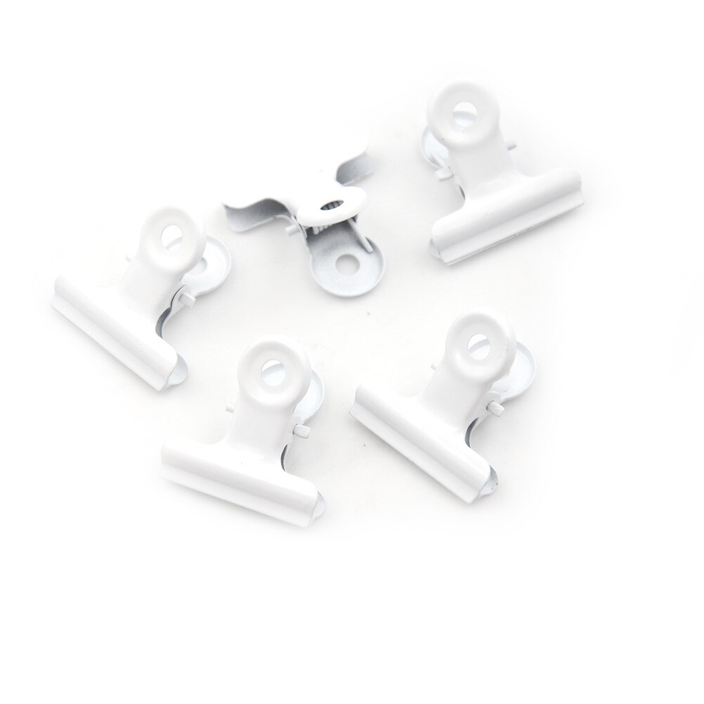 5pcs/lot Cute Metal Binder Clips Folder Notes Letter Paper Clip Clamp 12 Colors School Office Stationery: white