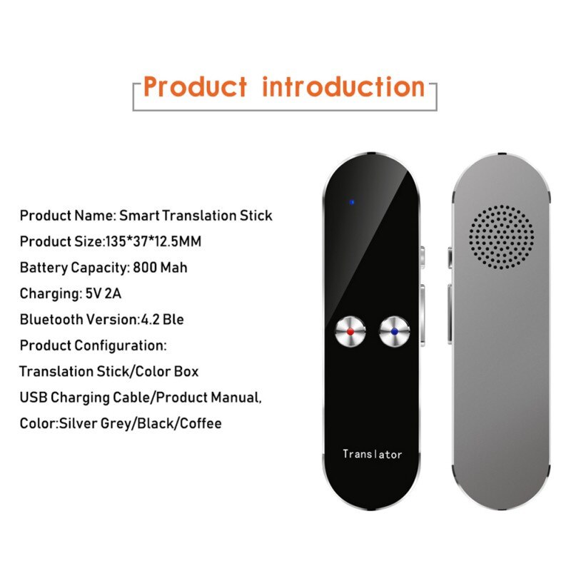 Mini Bluetooth Smart Voice Translator HiFi Portable Real-Time 68 Multi-Language Speech Interactive Translator For Android IOS