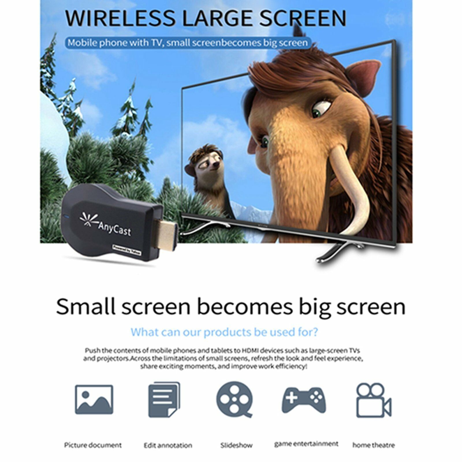 AnyCast WiFi récepteur d'affichage sans fil M9-2 Dongle1080P TV DLNA Airplay Miracast