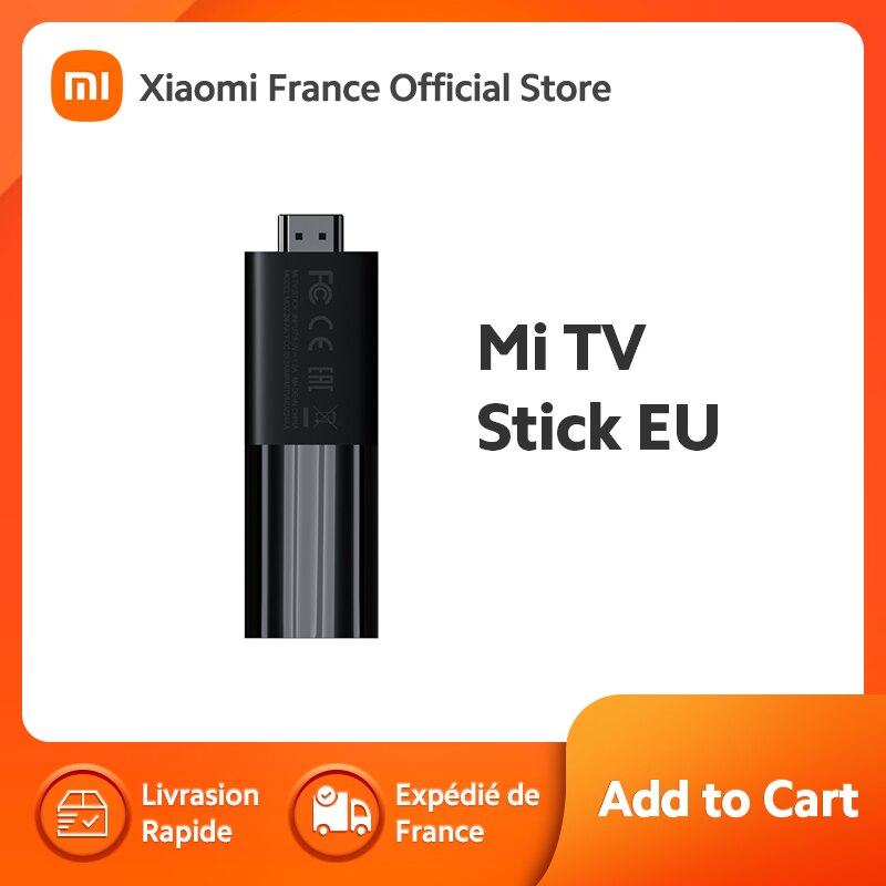 Xiaomi Lecteur portable Mi TV Stick EU, Android TV Assistant Google et Smart Cast, Son Dolby & DTS