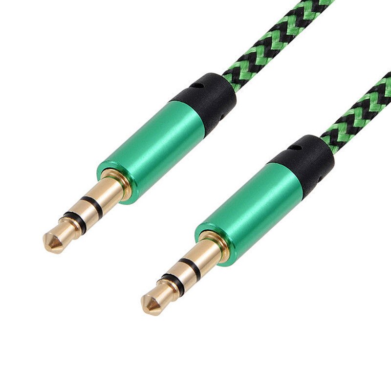 1M Nylon Jack Aux Kabel 3.5 Mm Naar 3.5 Mm Audio Kabel Male Naar Male Gold Plug Auto Aux koord Voor Iphone Samsung Xiaomi