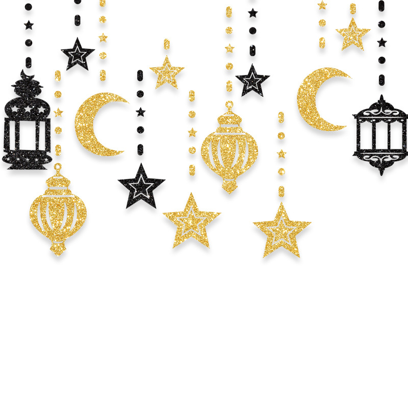 EID Mubarak Swirl Banner Star Moon Ceiling Hanging Ornament Ramadan Kareem Decoration for Home Islam Muslim Party Supplies: MINT GREEN