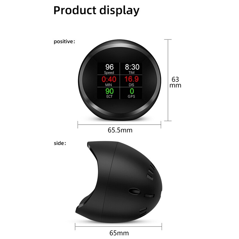 Car Smart Digital Meter Head-Up Display OBD2 HUD GPS Speeeter Overspeed Warning Oil Water Temp