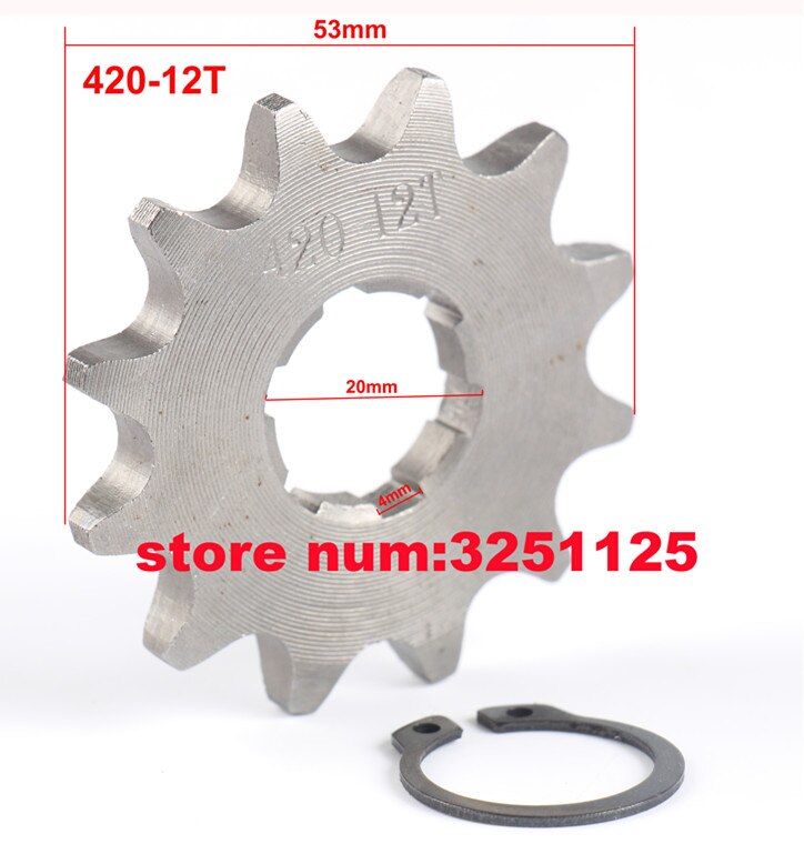 Atv 420 18 tand 20mm front motor kæde tandhjul gear til 50cc - 160cc kinesiske 4 hjulede quad pit dirt monkey cykel motorcykel: 12t
