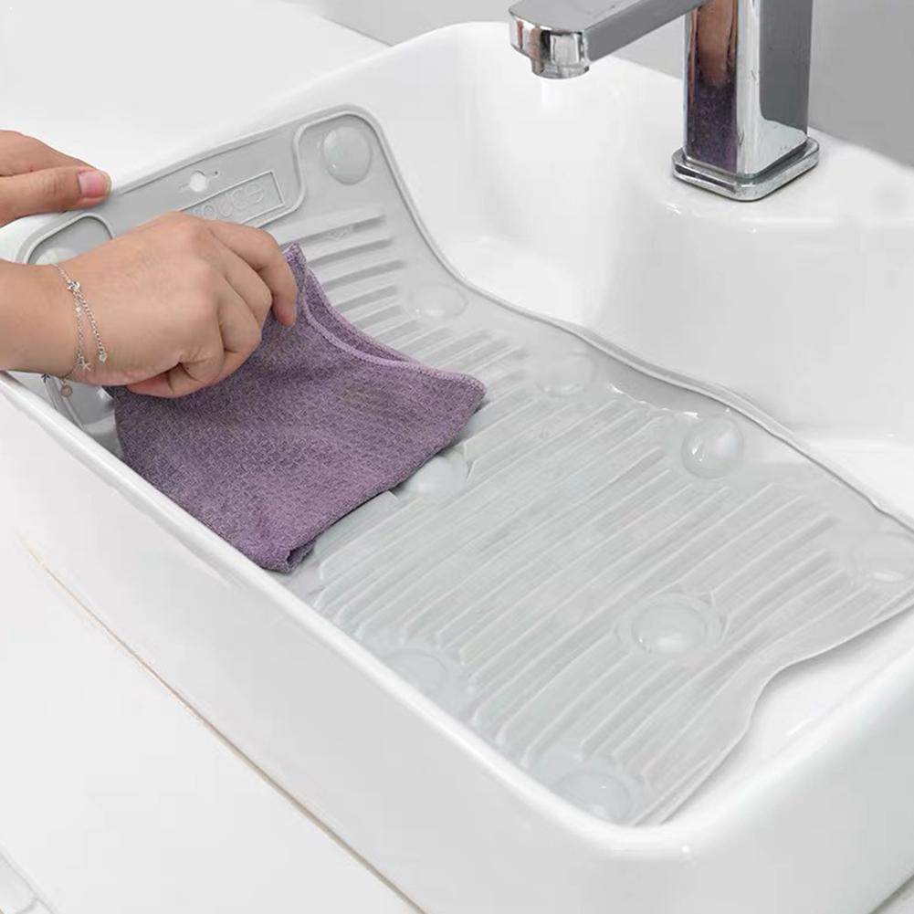 Portable Grey Silicone Washboard Laundry Tool Household Washboard Mat Board Laundry Anti-slip Washing Folding Z4T5