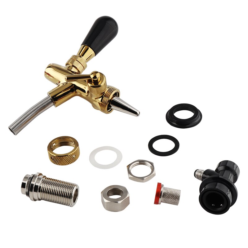 Tapbier Kraan, Golden Verstelbare Bier Tap Kraan met Flow Controller Chrome Plating Schacht met Bal Slot Tap Kit