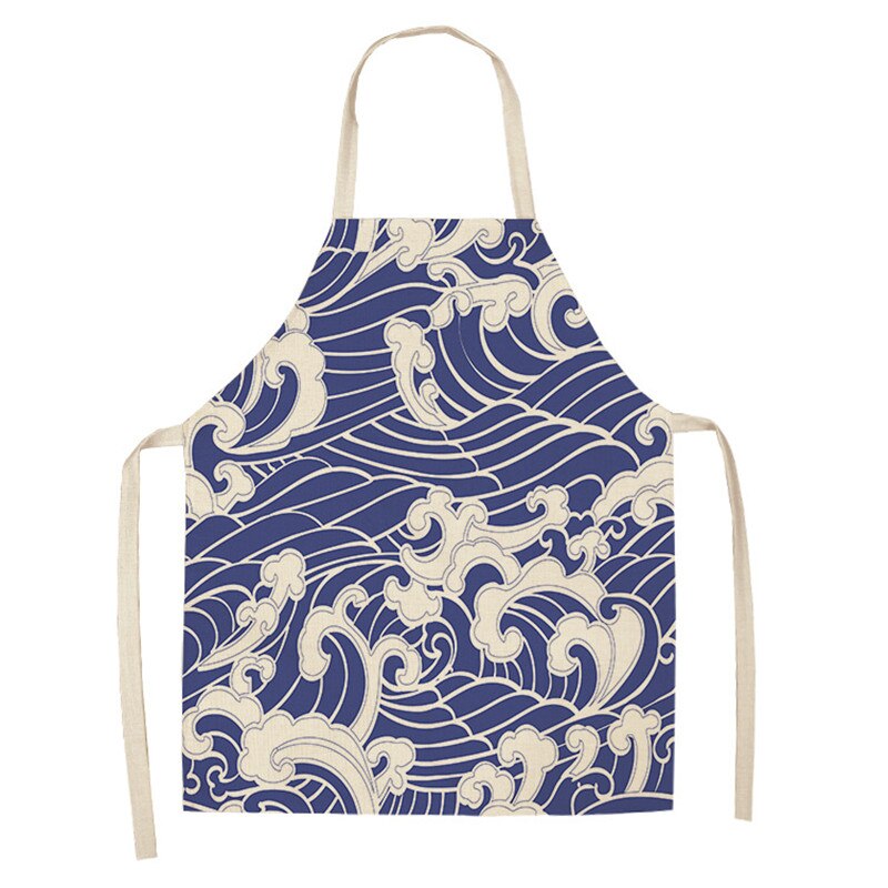 Sea Mark Pattern fartuchy kuchenne dla kobiet bawełniane lniane śliniaki domowe czyszczenie fartuszek domowe gotowanie fartuch