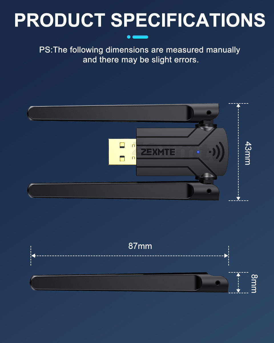 Zexmte 150M Adapter Bluetooth dwuzakresowy nadajnik USB 5.1 Bluetooth odbiornik Audio darmowego sterownika dla wygranej 10/11 Adaptador