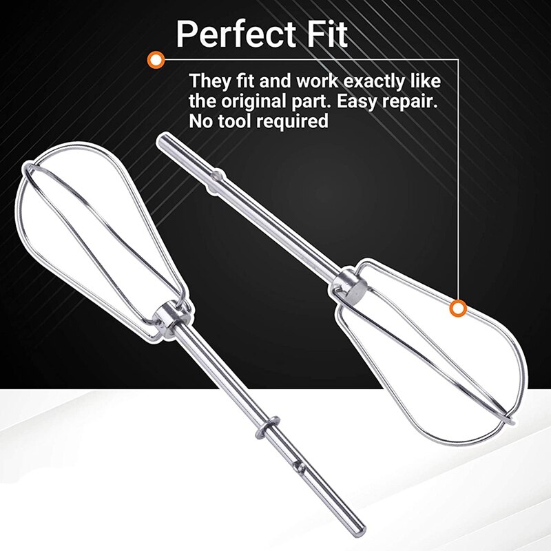 4 Pack Stainless Steel Hand Mixer Turbo Beater Fit for KitchenAid &amp; Whirlpool Mixers - KHM2B, W10490648, KHM5, KHM926
