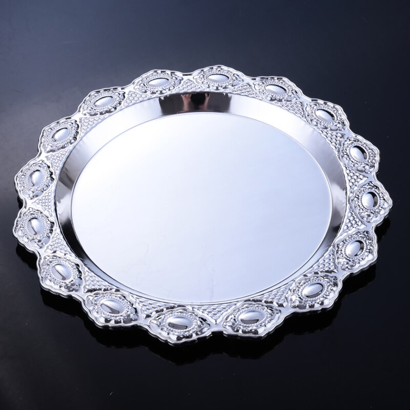 Silver Dessert Plates Cake Dish Cupcake Cake Stand Plate Fruits Tray Pallet Decoration Wedding Party Dishes Plates 09901