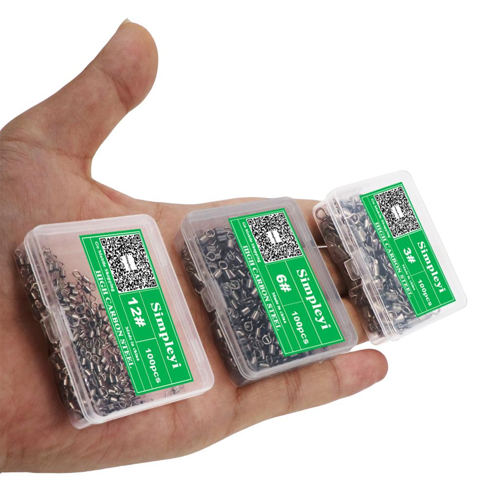 50-100pcs/box Fishing Swivel Sizes Solid Connector Ball Bearing Snap Fishing Swivels Rolling Stainless Steel Beads Fish Tackle