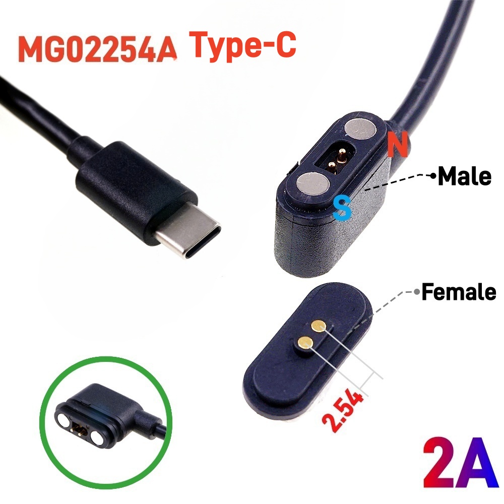 Magnetisk pogo-stift usb-c-kabel fjäderbelastad typ  c 2 4 6- positions hane hona 3a- kontakt ström dataöverföring