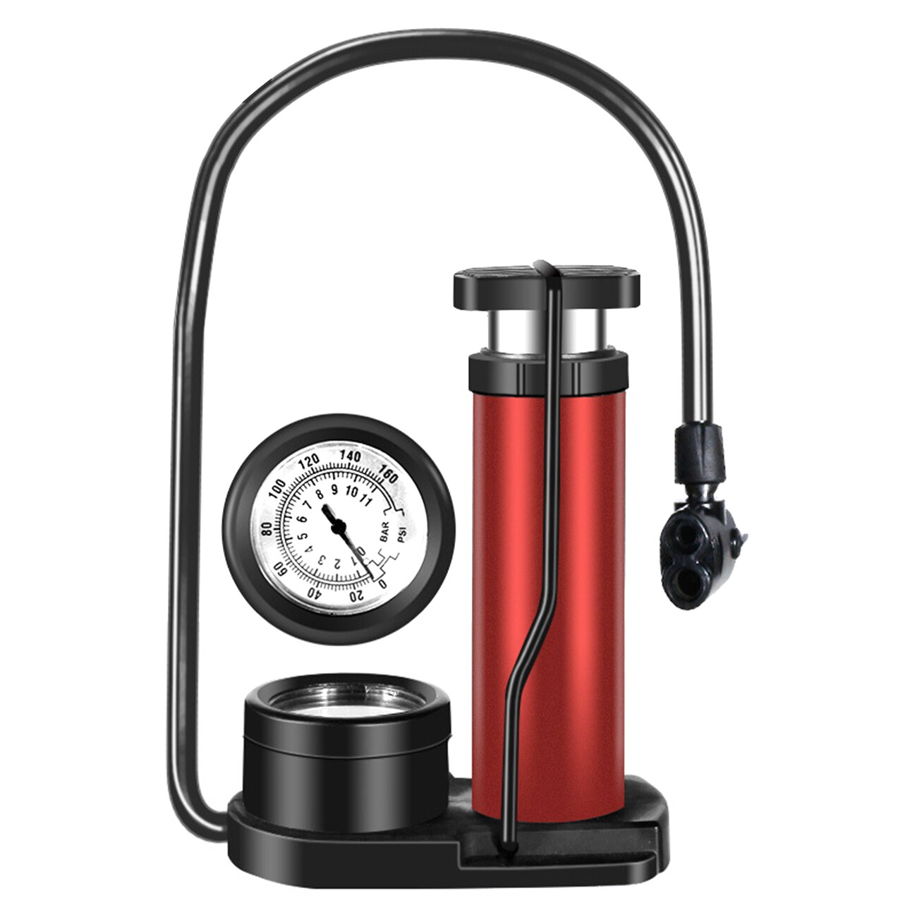 Mini Bike Pump Foot Pump Road Portable Air Bicycle Pump Compressor Pedal Tire Inflator Bicycle Pump High Pressure: Red