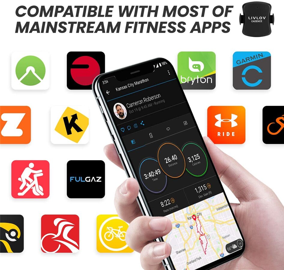 LIVLOV V4 Bike Cadence Sensor Bluetooth ANT Cycling Cadence Wireless Bicycle Cadence Sensor IP67 Waterproof For Bike Computers