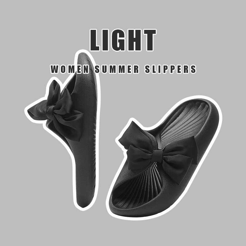 Summer Women's Slippers Pink Cute Bow Sandals EVA Non-slip Breath Home Ladies Slides Lightweight Soft Outdoor Sandals Girls JK