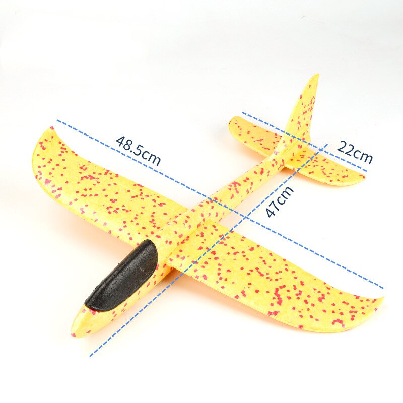 48 CM DIY Hand Throw Airplane EPP Foam Launch fly Glider Planes Model Aircraft Outdoor Fun Toys for Children Plane Toys Game: non-luminous-yellow