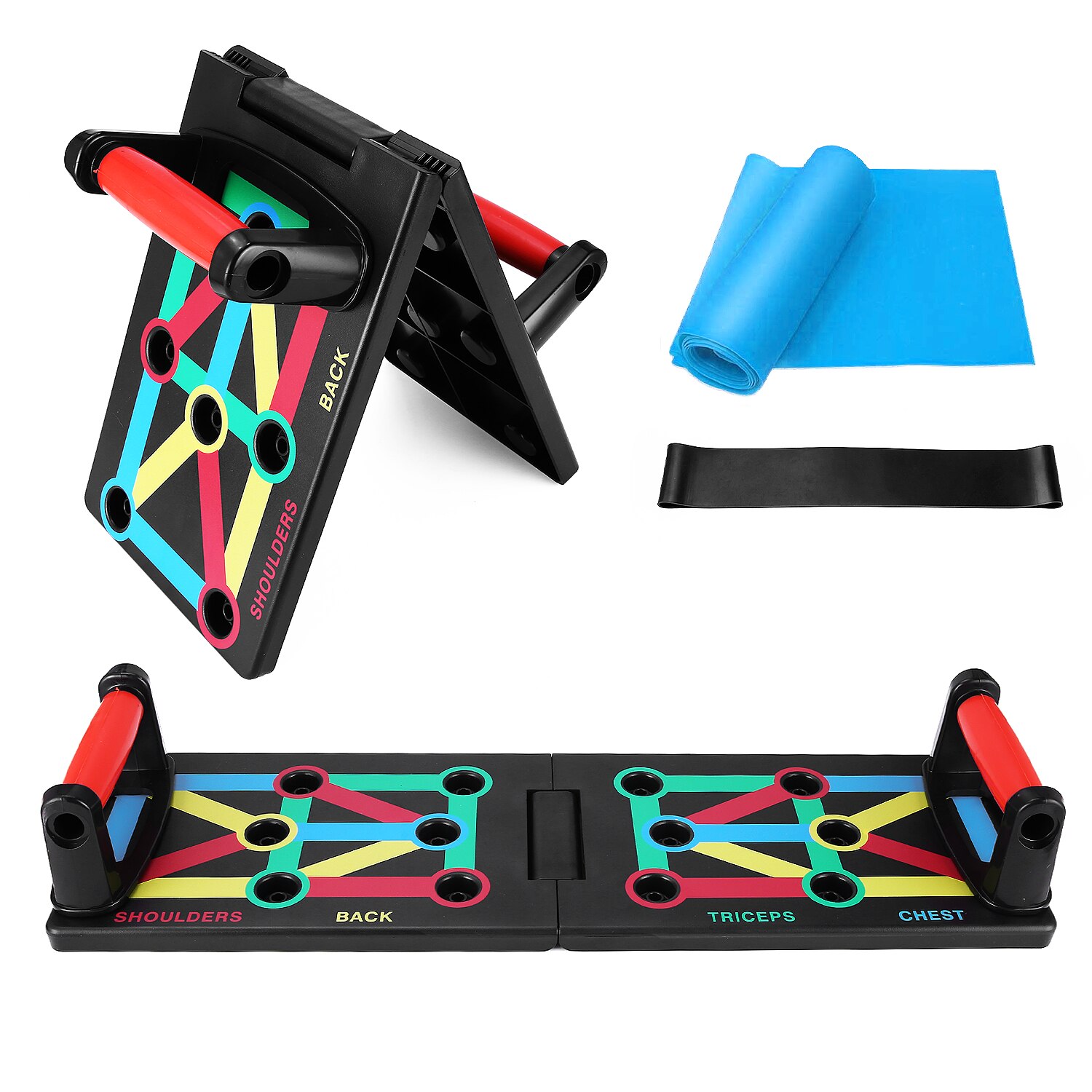 TOMSHOO Fodable Push Up Board 12 in 1Push-Up Board with Handle, Practice Shoulder Chest Triceps Trapezius Muscle for Home