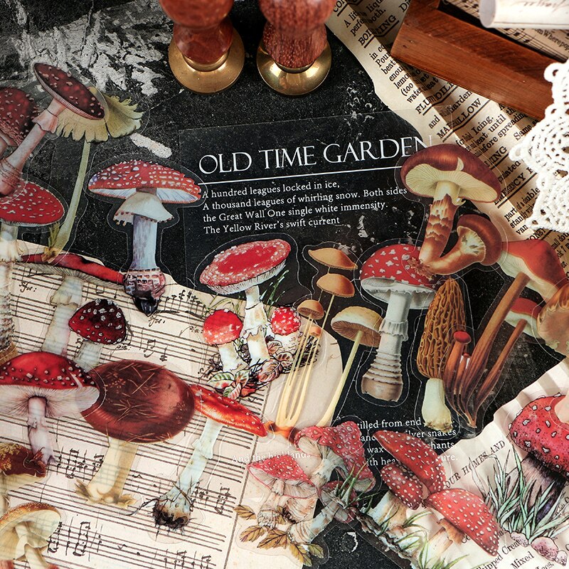 40 Stks/pak Vlinder Paddestoel Huisdier Decoratieve Sticker Briefpapier Stickers Set Diy Craft Label