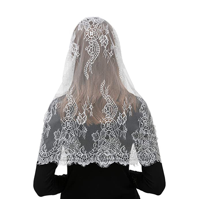 Cappella Velo Cattolico Messa Latina Merletto Testa Sciarpa per Chiesa Velo Spagnolo Scialle Mantiglia di Pizzo Chiesa Cattolica Matrimonio Sposa Veli