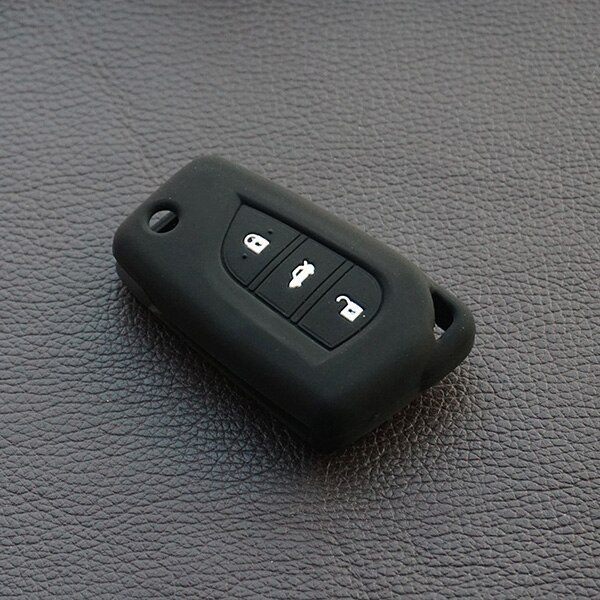 Silicone key fob cover case for Toyota Hilux Corolla avensis Prado Fortuner RAV4 folding flip 3 button Remote Protect skin set: Black