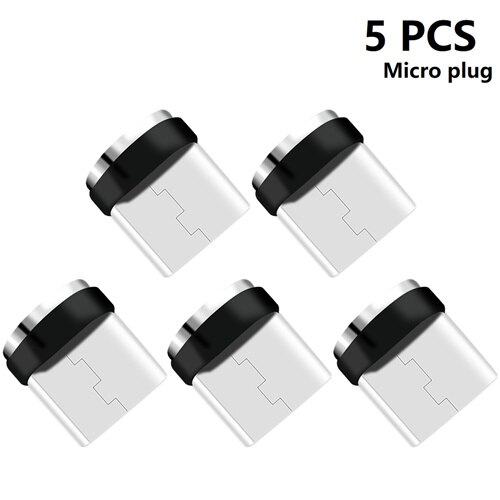 DODOUP Round Magnetic Cable plug Type C Micro USB Plugs Fast Charging Adapter Phone Microusb Type-C Magnet Charger Plug: 5pcs Micro USB