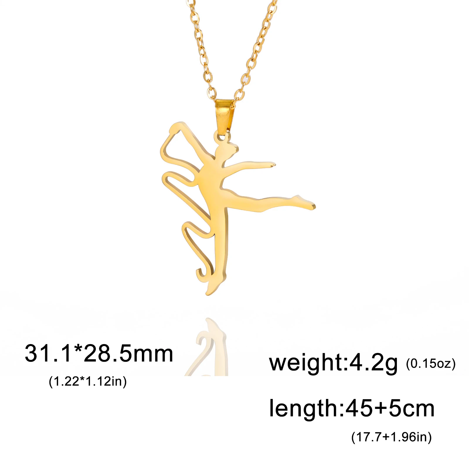Teamer Gymnastics Necklace for Women Girls Sports Pendant Stainless Steel Jewelry Dancer Gymnast Birthday: Dark Gold
